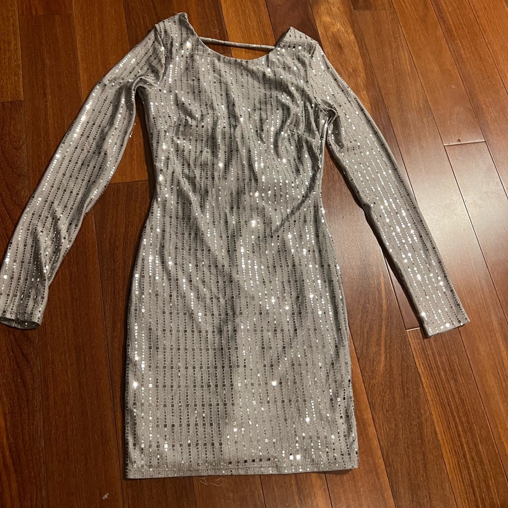 Long sleeve sparkles mini dress